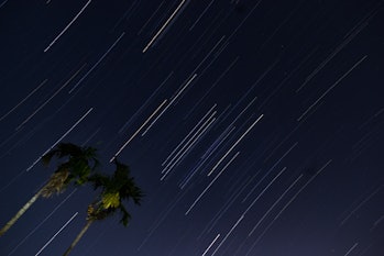 Long exposure of stars in night sky