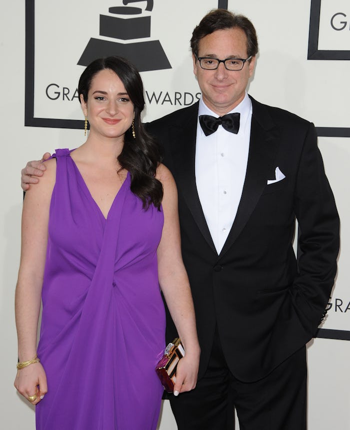 LOS ANGELES, CA - JANUARY 26:  Comedian Bob Saget (R) and daughter Lara Saget arrive at the 56th GRA...