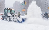 UNIONSQUARE, NEW YORK, UNITED STATES - 2018/01/04: Snow ploughs at work in the streets. Bomb cyclone...