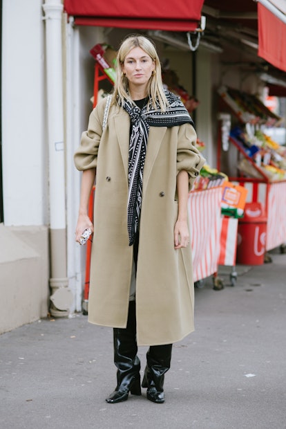 Camille Charriere in a coat