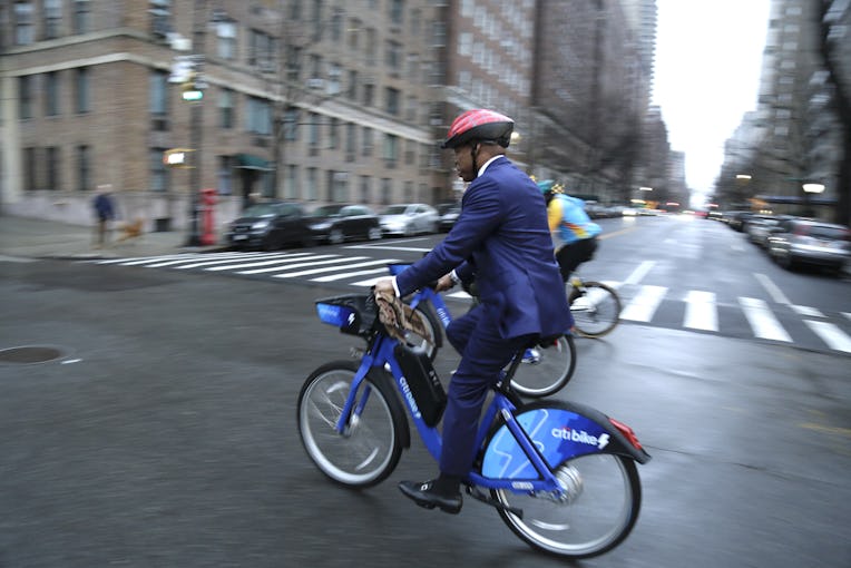 NEW YORK, USA - JANUARY 02: New Mayor of New York City, Eric Adams used Citi Bike from Gracie Mansio...