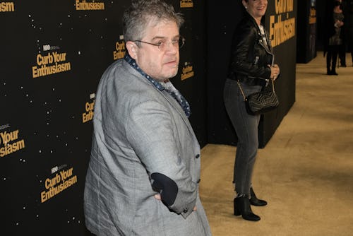 LOS ANGELES, CALIFORNIA - OCTOBER 19: (L-R) Patton Oswalt and Meredith Salenger attend HBO's "Curb Y...