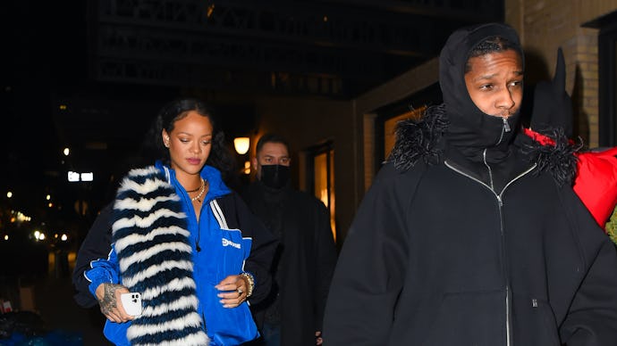 NEW YORK, NEW YORK - JANUARY 27: Rihanna and A$AP Rocky are seen on January 27, 2022 in New York Cit...