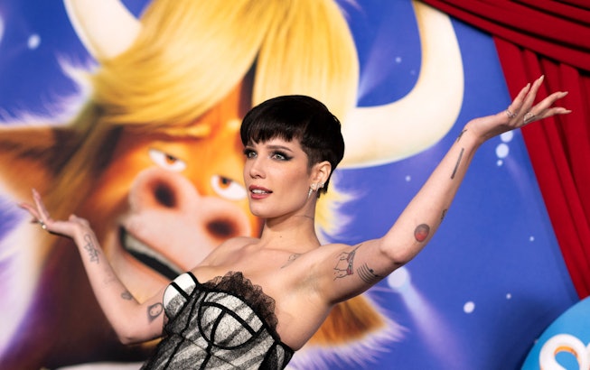 US singer Halsey arrives for the premiere of "Sing 2" in Los Angeles, California on December 12, 202...