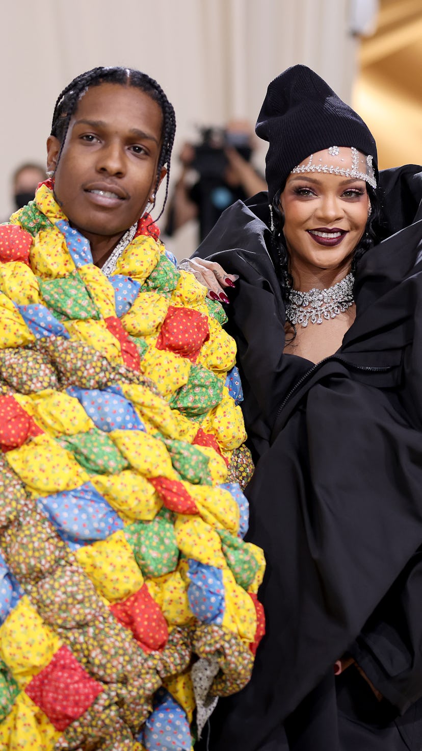 NEW YORK, NEW YORK - SEPTEMBER 13: ASAP Rocky and Rihanna attend The 2021 Met Gala Celebrating In Am...
