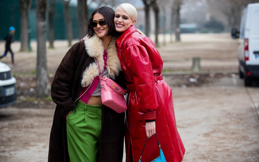 PARIS, FRANCE - JANUARY 25: Models seen outside Chanel during Paris Fashion Week - Haute Couture Spr...
