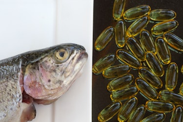 Illustrative comparison between natural fish oils present in trout, an oily fish, and fish oil suppl...