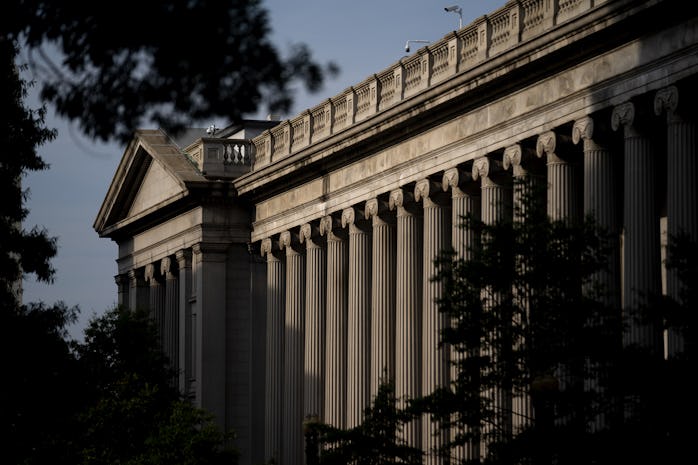 The U.S. Treasury Department building in Washington, D.C., U.S. Photographer: Stefani Reynolds/Bloom...