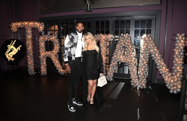 LOS ANGELES, CA - MARCH 10: Tristan Thompson and Khloe Kardashian pose for a photo as Remy Martin c...