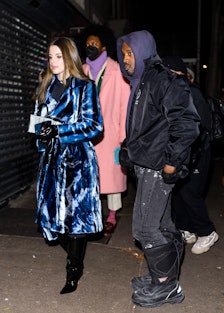 Julia Fox (L) and Kanye West are seen in Greenwich Village 