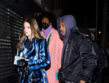 Julia Fox (L) and Kanye West are seen in Greenwich Village 