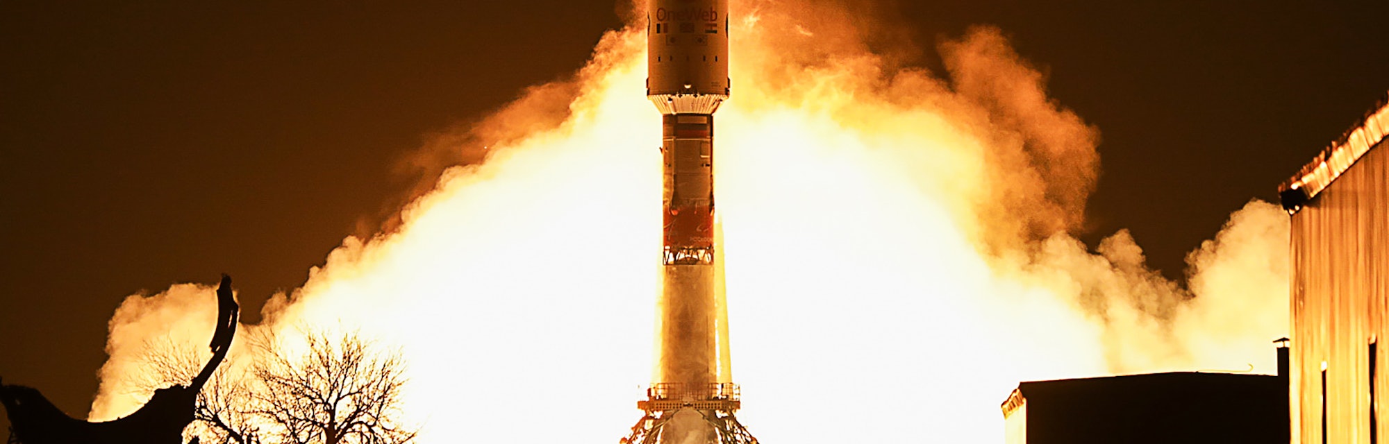 KYZYLORDA REGION, KAZAKHSTAN  DECEMBER 27, 2021: A Soyuz-2.1b rocket booster with a Fregat upper sta...