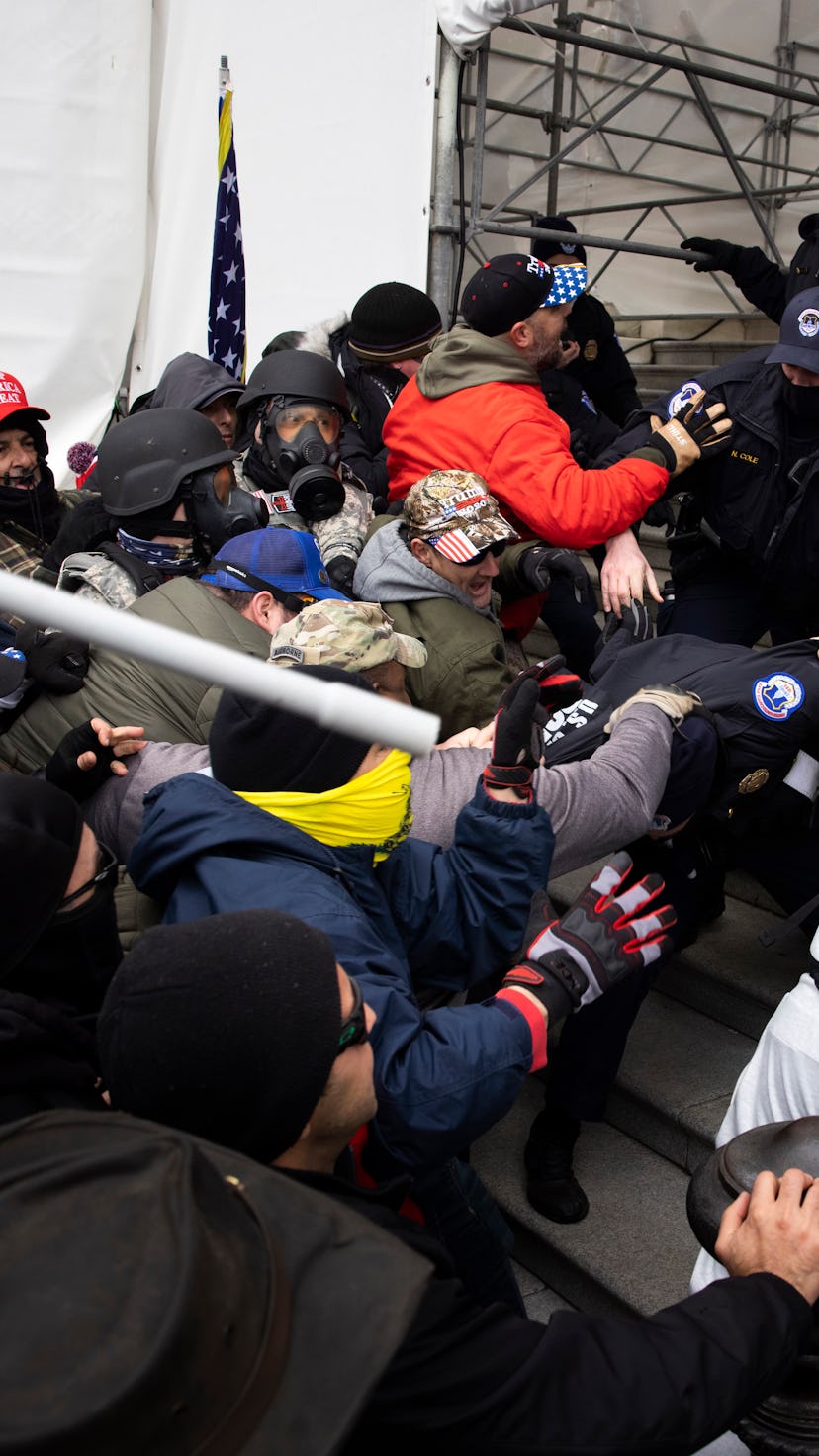 WASHINGTON, DC - JANUARY 06: Trump supporters clash with police and security forces as people try to...