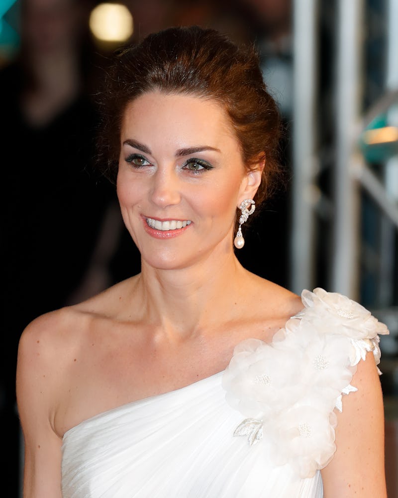 Kate Middleton wearing Princess Diana's diamond oval drop earrings at the British Academy Film Award...
