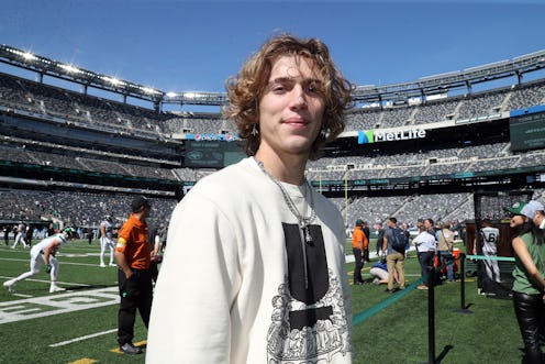 TikTok star Vinnie Hacker attends the Tennessee Titans vs New York Jets game at MetLife Stadium on O...