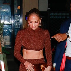 NEW YORK CITY, NY - OCTOBER 09: Jennifer Lopez is seen on October 09, 2021 in New York City, New Yor...