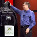 LAS VEGAS, :  Bill Gates, chairman and chief software architect of Microsoft, unveils the new Xbox v...