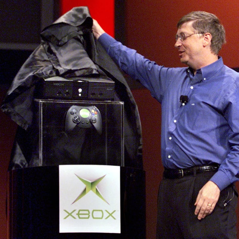 LAS VEGAS, : Bill Gates, chairman and chief software architect of Microsoft, unveils the new Xbox v...