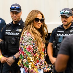 NEW YORK, NEW YORK - SEPTEMBER 25: Jennifer Lopez arrives at the Global Citizen concert in Central P...