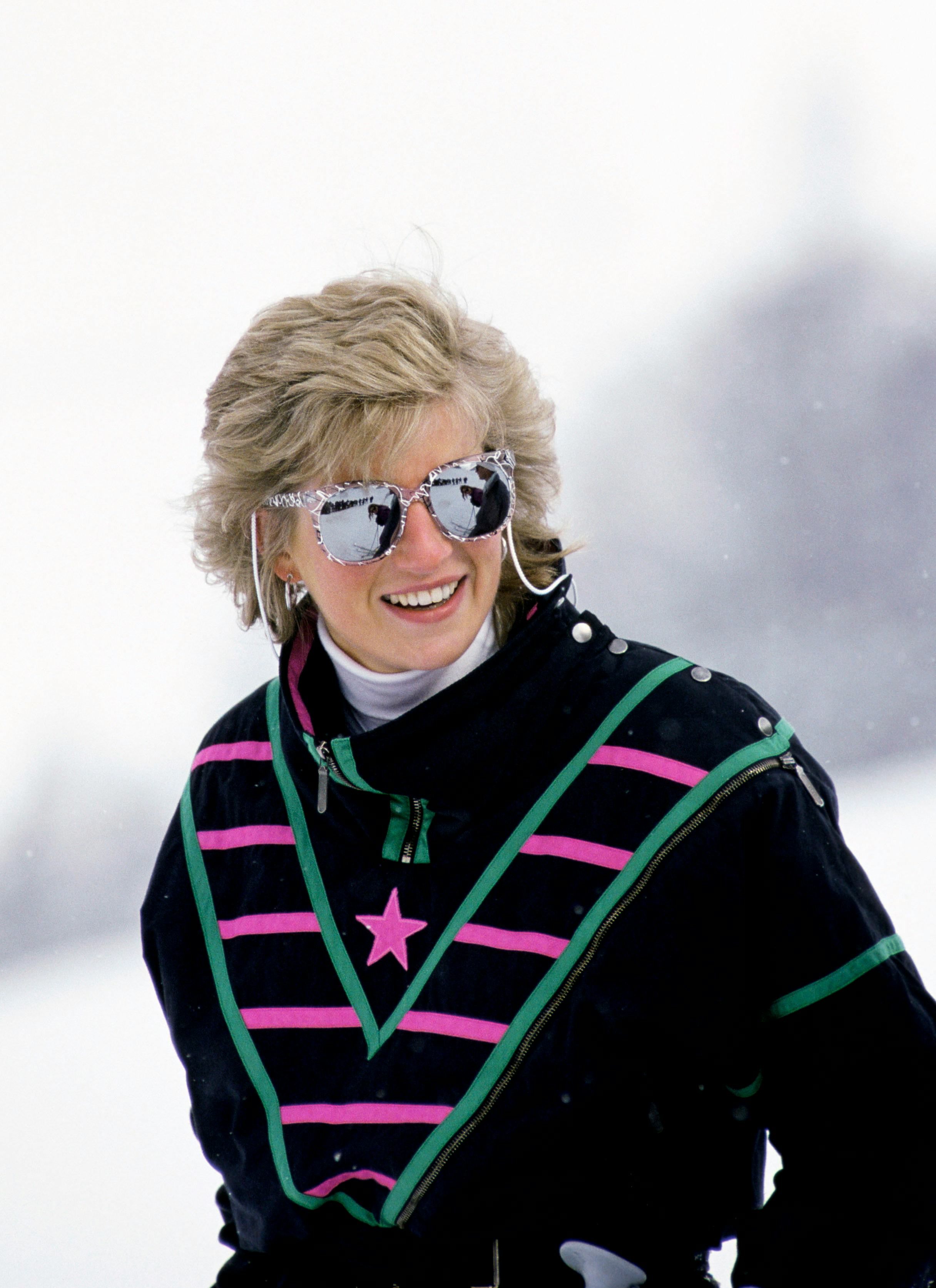 KLOSTERS, SWITZERLAND - MARCH 09:  Diana Princess Of Wales During A Ski Holiday In Klosters, Switzer...