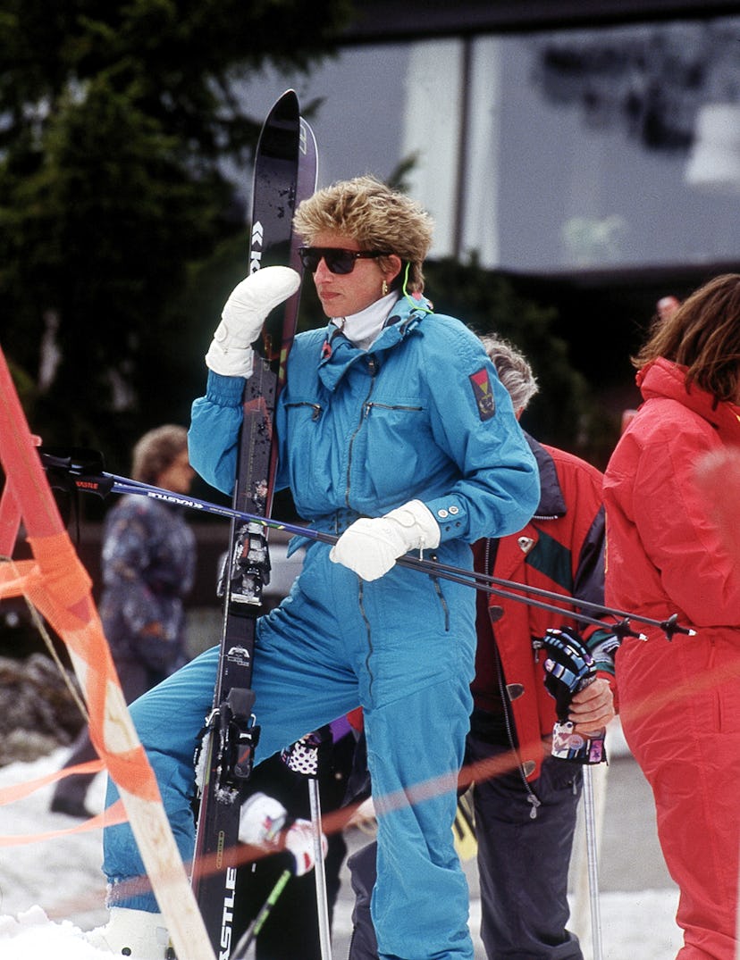 Princess Diana on a skiing holiday in Lech, Austria, March 1994. 