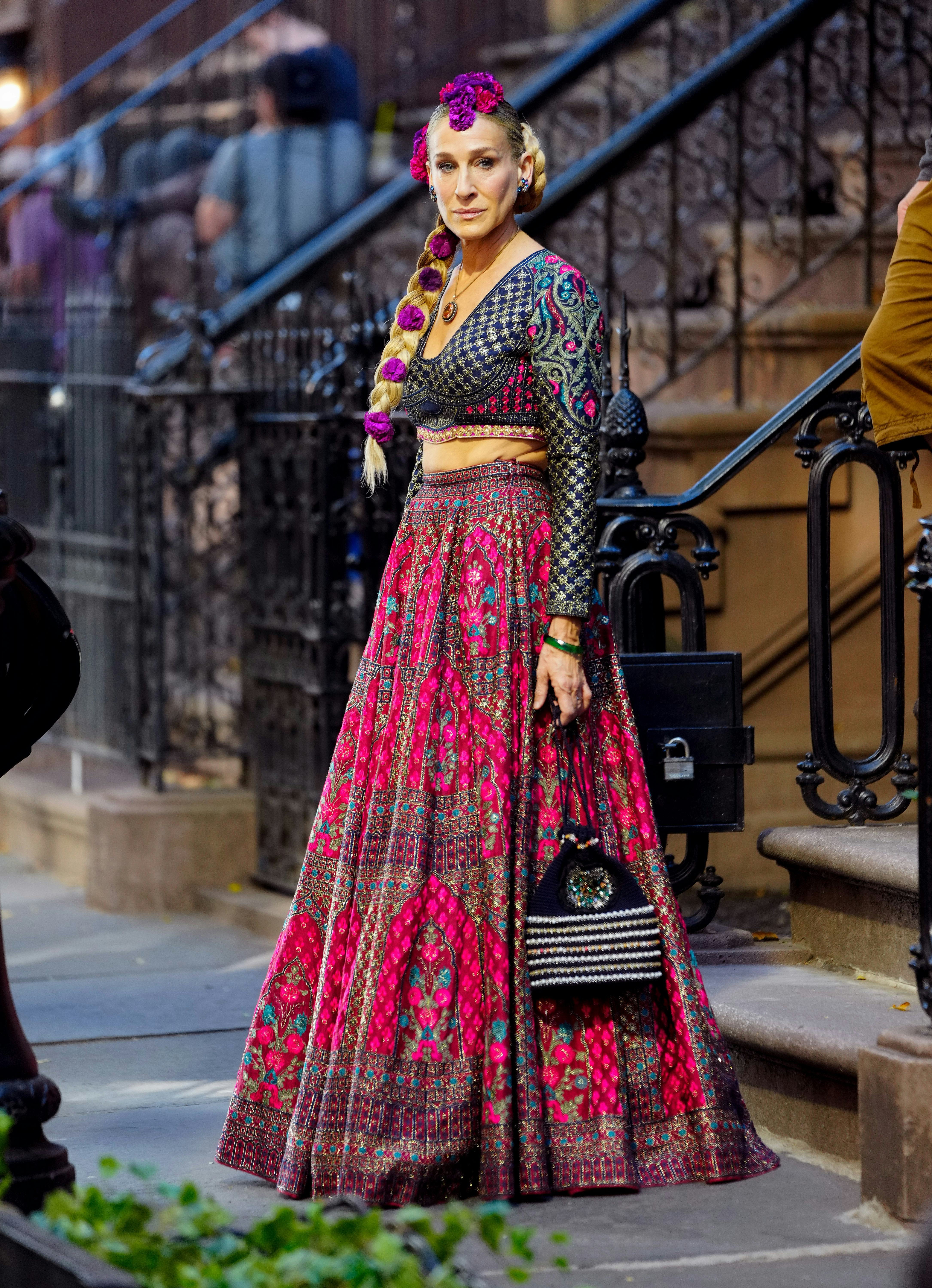 'And Just Like That' Episode 6 outfits included Carrie's lehenga, a look that caused controversy dur...