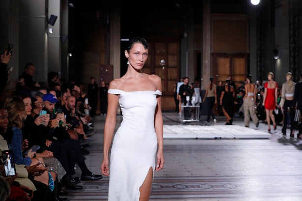 Bella Hadid Wore A Literal Spray-On Dress At Paris Fashion Week