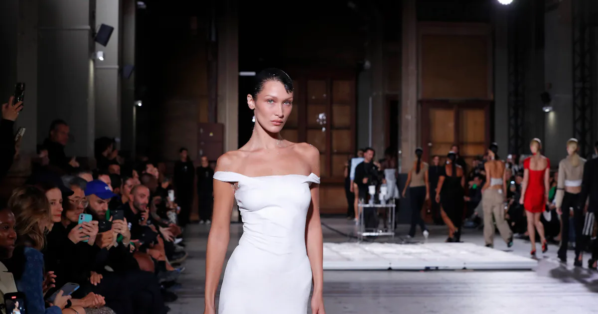 Bella Hadid Wore A Literal Spray-On Dress At Paris Fashion Week Bella Hadid Wore A Literal Spray-On Dress At Paris Fashion Week