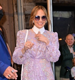 Jennifer Lopez is seen leaving "Into the Woods" Broadway musical