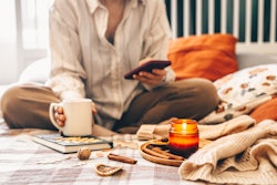 Concept of a morning routine, carefree, healthy lifestyle. Cozy autumn or winter, hygge lifestyle