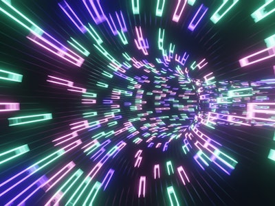 Render 3D of a metaverse background. Entrance tunnel or portal to the metaverse. Augmented reality c...