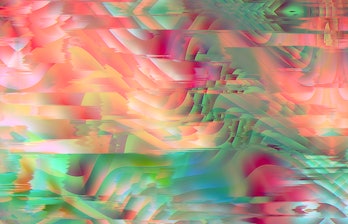 An image of colors and digital glitching.