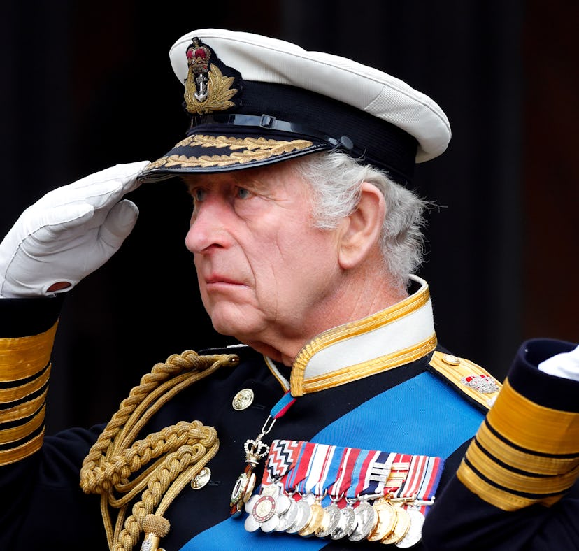 King Charles III attends the Committal Service for Queen Elizabeth II at St George's Chapel, Windsor...