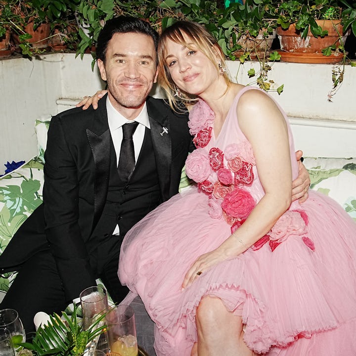Kaley Cuoco is expecting a baby girl with Tom Pelphrey. Here, they attend HBO / HBO Max Emmy Nomine...