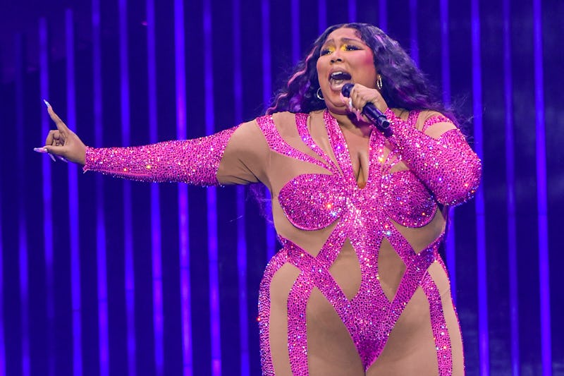 DETROIT, MICHIGAN - OCTOBER 06: Lizzo performs onstage at Little Caesars Arena on October 06, 2022 i...