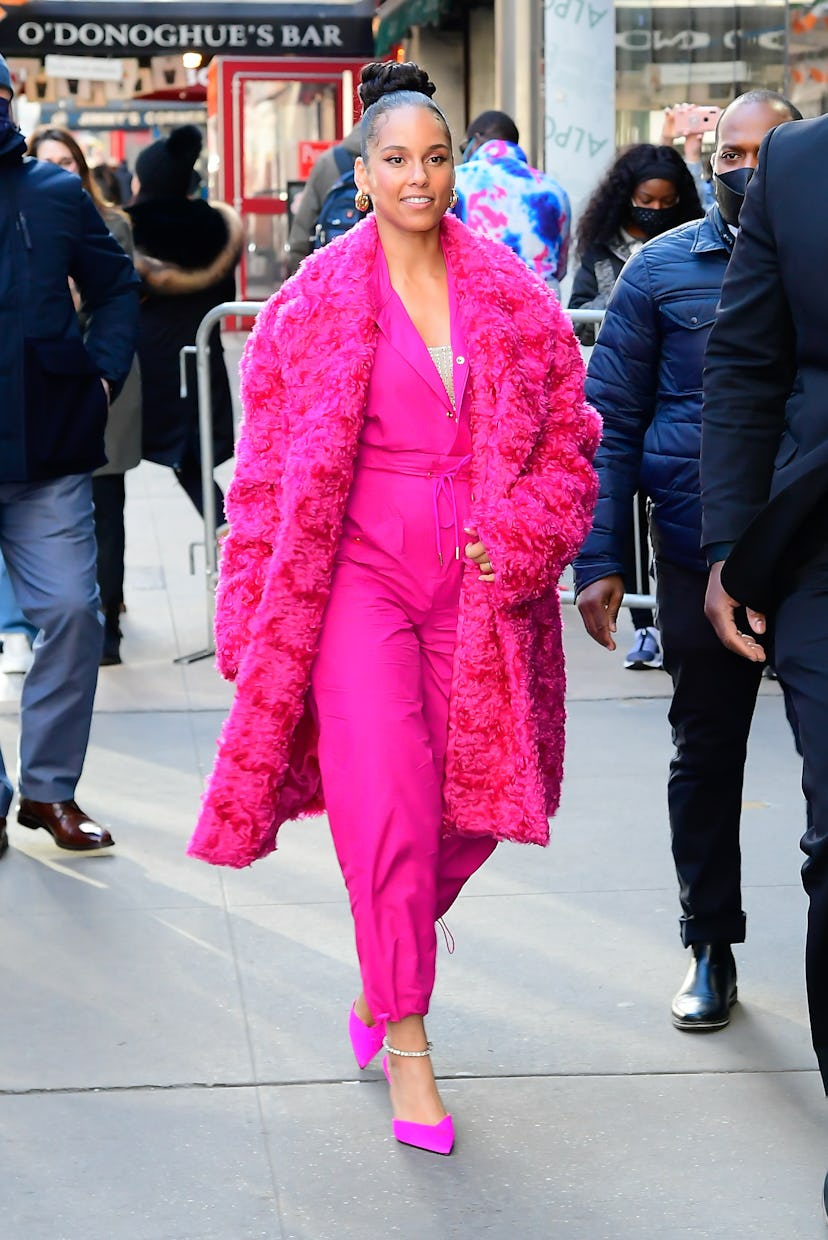 Singer Alicia Keys is seen outside "Good Morning America" on March 8, 2022 in New York City.  