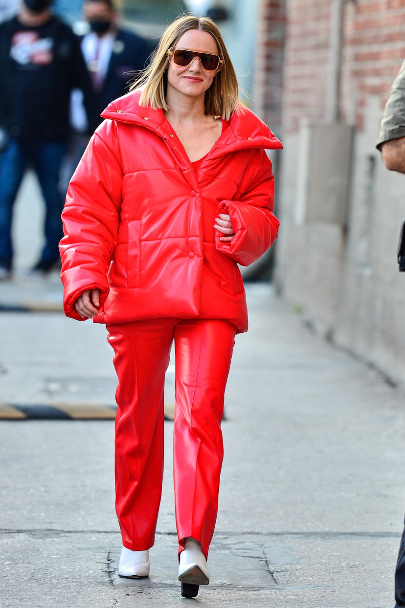 Kristen Bell is seen arriving at 'Jimmy Kimmel Live' Show on January 25, 2022 in Los Angeles, Califo...