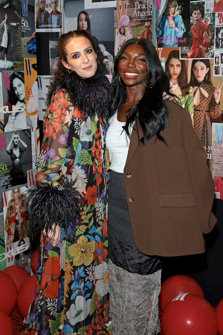 NEW YORK, NEW YORK - OCTOBER 12: Sara Moonves and Michaela Coel attend W Magazine 50th Anniversary p...