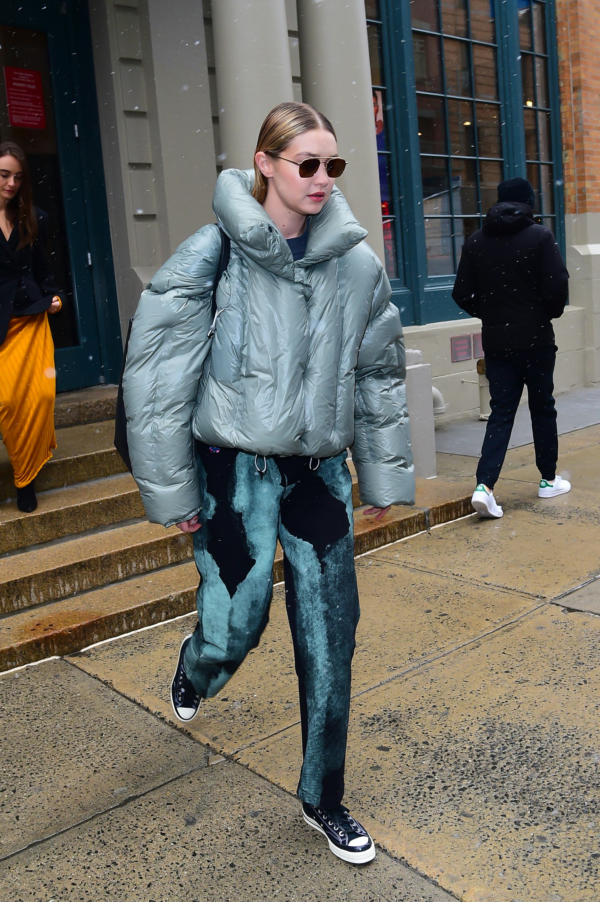Model Gigi Hadid is seen coming out of fashion show  on February 13, 2022 in New York City.