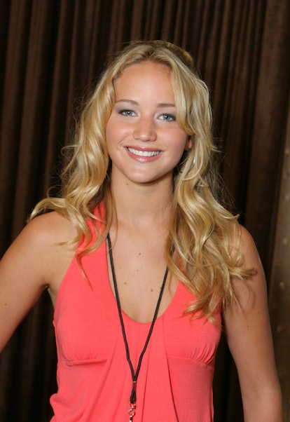 Young Jennifer Lawrence in a pink halter top
