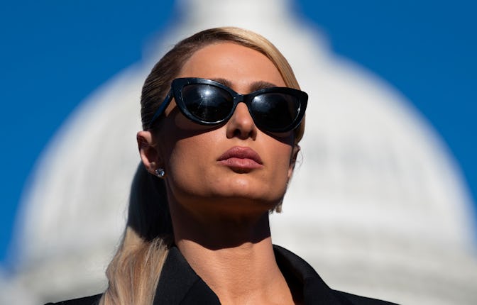 UNITED STATES - OCTOBER 20: Paris Hilton attends a news conference on legislation to establish a bil...