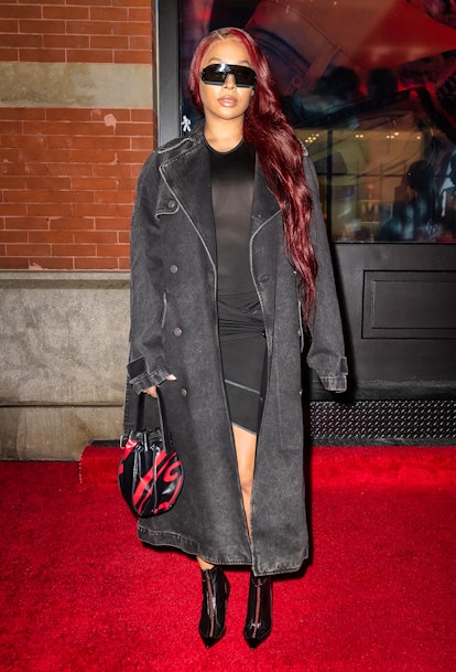 La La Anthony is seen arriving to the opening of DIESEL flagship store in SOHO during New York Fashi...