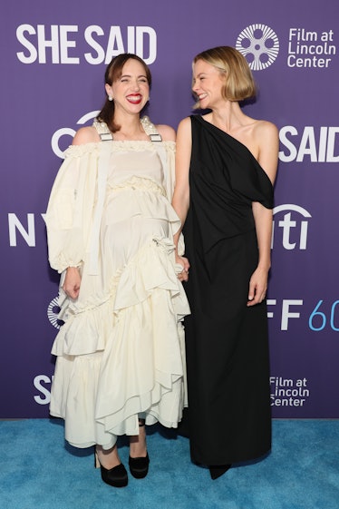 Zoe Kazan and Carey Mulligan attend the red carpet event for "She Said."