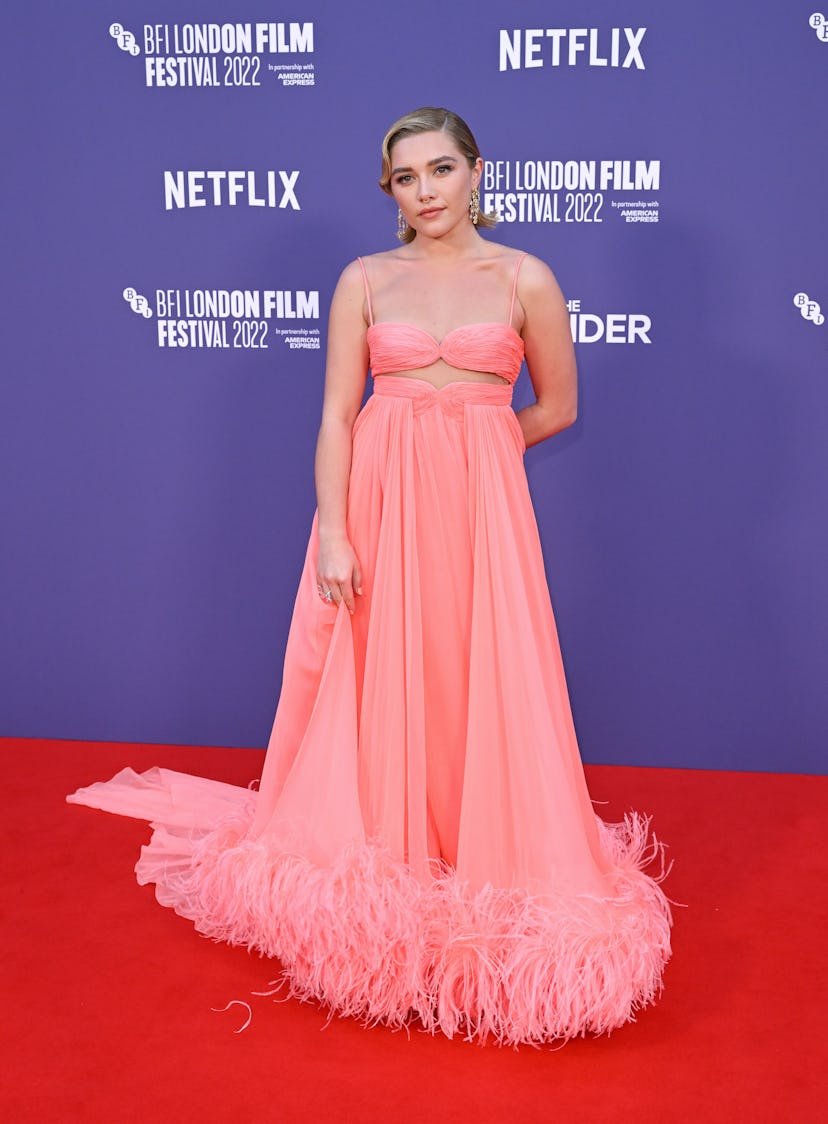 Florence Pugh attends "The Wonder" UK premiere during the 66th BFI London Film Festival at The Royal...