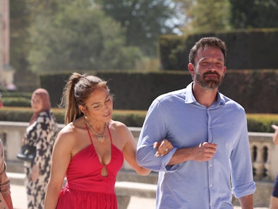 Before their first post-wedding event, Jennifer Lopez and Ben Affleck walked near the Louvre Museum ...