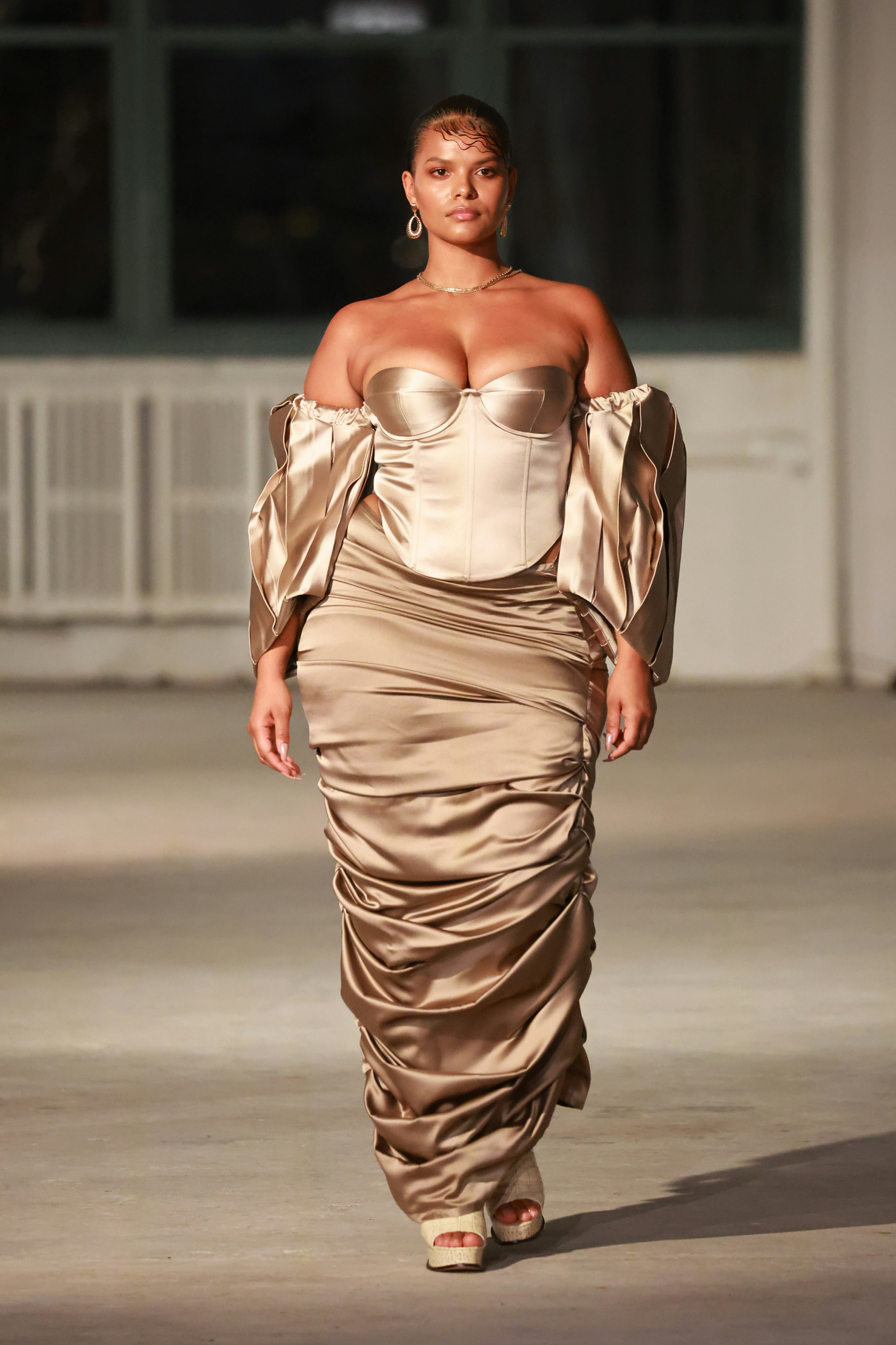 A model walks the runway at the Fe Noel fashion show during September 2022 New York Fashion Week