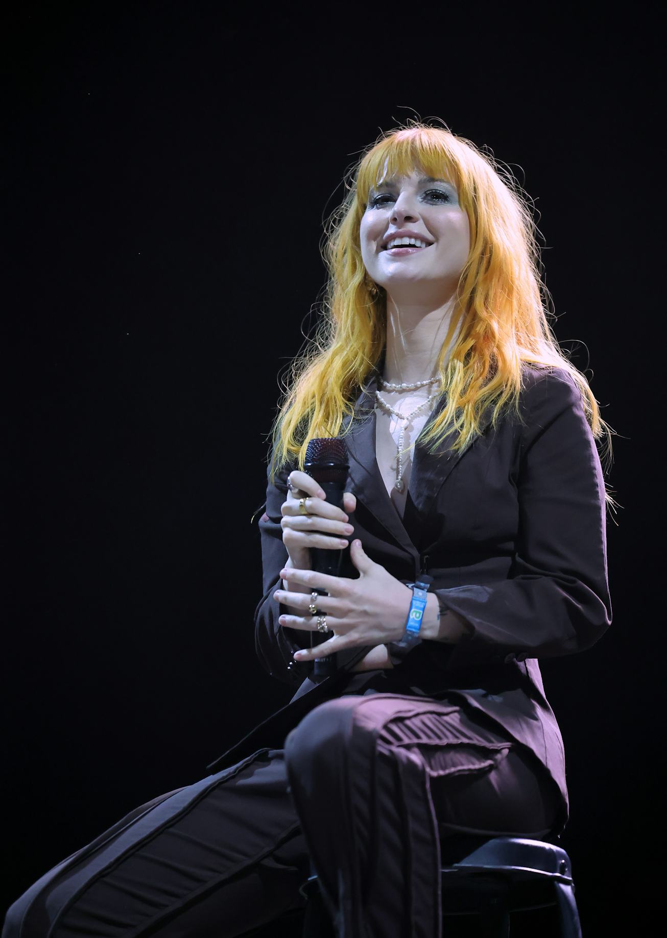 INDIO, CALIFORNIA - APRIL 23: Hayley Williams performs with Billie Eilish on the Coachella stage dur...