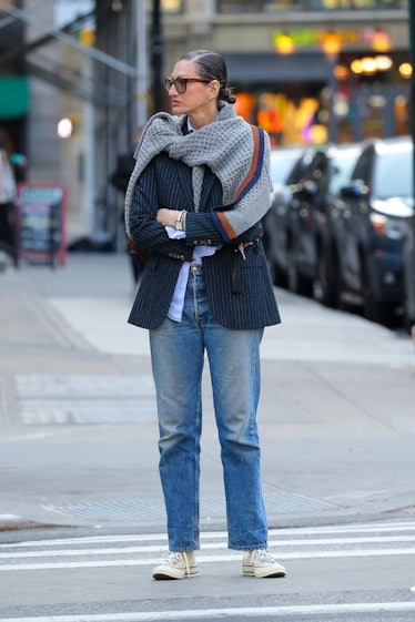 Jenna Lyons is seen out for a walk on April 25, 2022 in New York City. 
