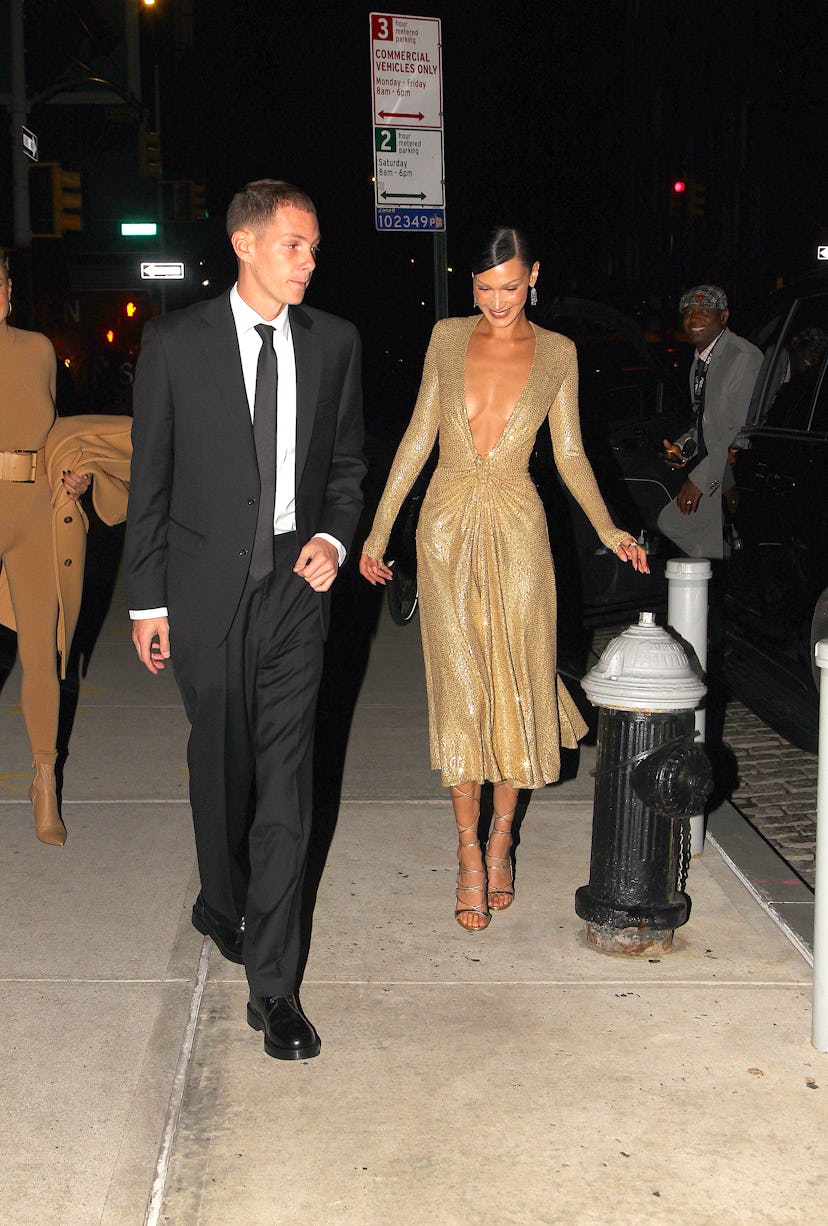NEW YORK, NY - OCTOBER 17: Marc Kalman and Bella Hadid are seen attending the Golden Heart Awards on...