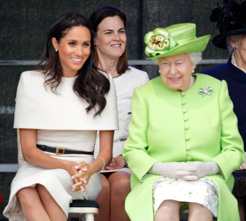 Meghan, Duchess of Sussex and Queen Elizabeth II attend a ceremony to open the new Mersey Gateway Br...